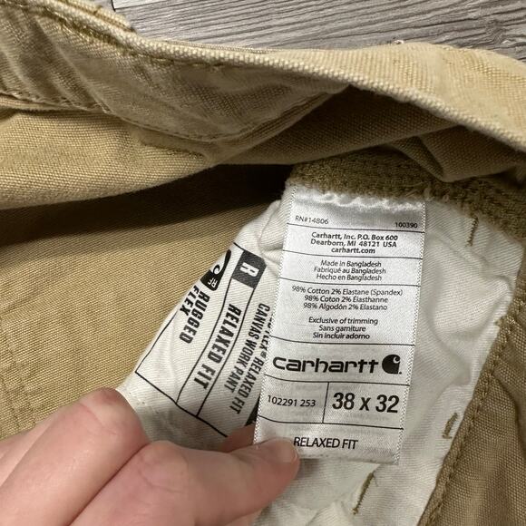 Carhartt Rugged Flex Khaki Tan Mens 37x30 Relaxed Fit‎ Straight Canvas Work Pant - Picture 5 of 12
